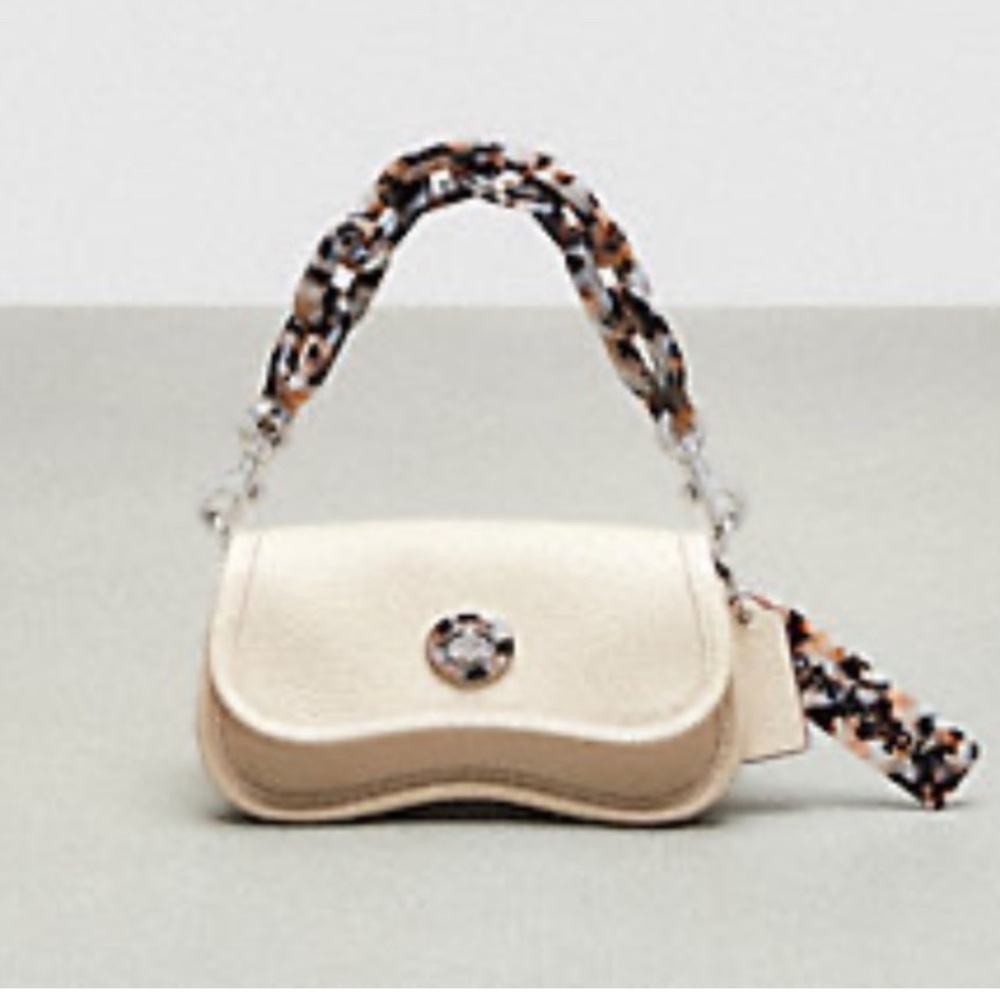 Coach Cream Crossbody Bag with Patterned Strap